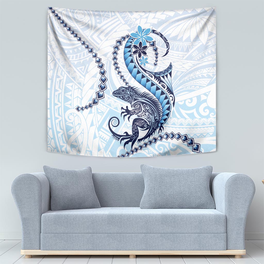 Blue Maori Tuatara Tapestry Luxury Pastel Pattern LT01 - Polynesian Pride