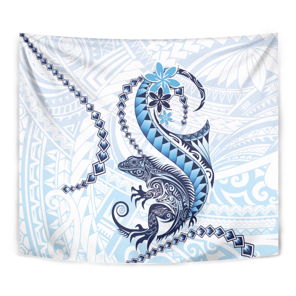 Blue Maori Tuatara Tapestry Luxury Pastel Pattern LT01 - Polynesian Pride