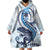 Blue Maori Tuatara Wearable Blanket Hoodie Luxury Pastel Pattern