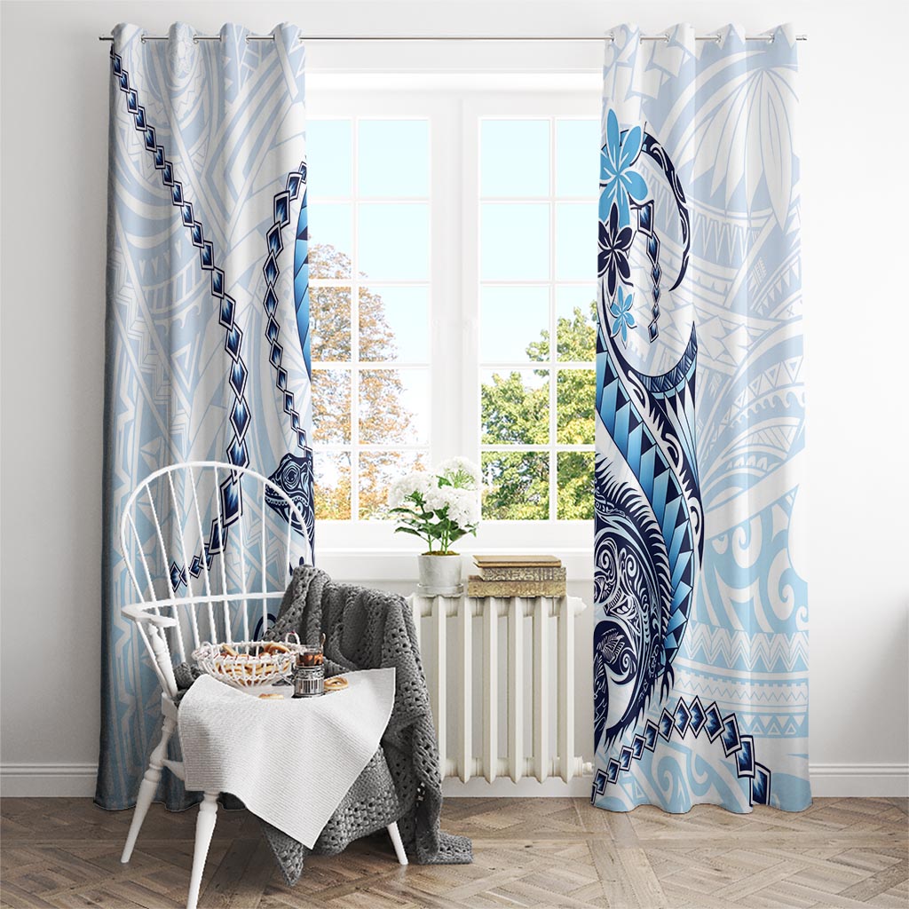 Blue Maori Tuatara Window Curtain Luxury Pastel Pattern LT01 - Polynesian Pride