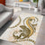 Gold Maori Tuatara Area Rug Luxury Pastel Pattern