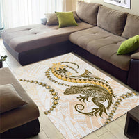 Gold Maori Tuatara Area Rug Luxury Pastel Pattern LT01 - Polynesian Pride