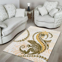 Gold Maori Tuatara Area Rug Luxury Pastel Pattern LT01 - Polynesian Pride