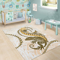 Gold Maori Tuatara Area Rug Luxury Pastel Pattern LT01 - Polynesian Pride