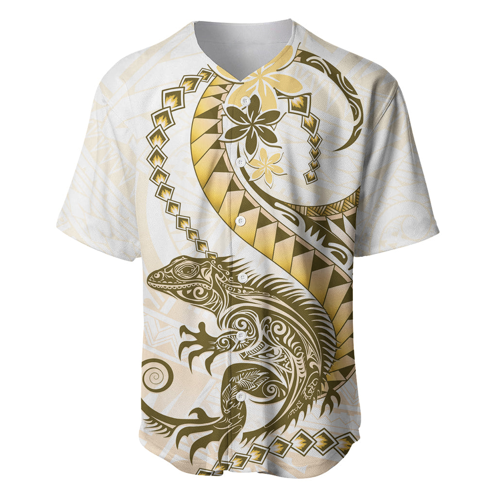 Gold Maori Tuatara Baseball Jersey Luxury Pastel Pattern LT01 Gold - Polynesian Pride