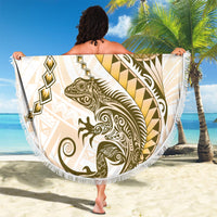 Gold Maori Tuatara Beach Blanket Luxury Pastel Pattern LT01 - Polynesian Pride