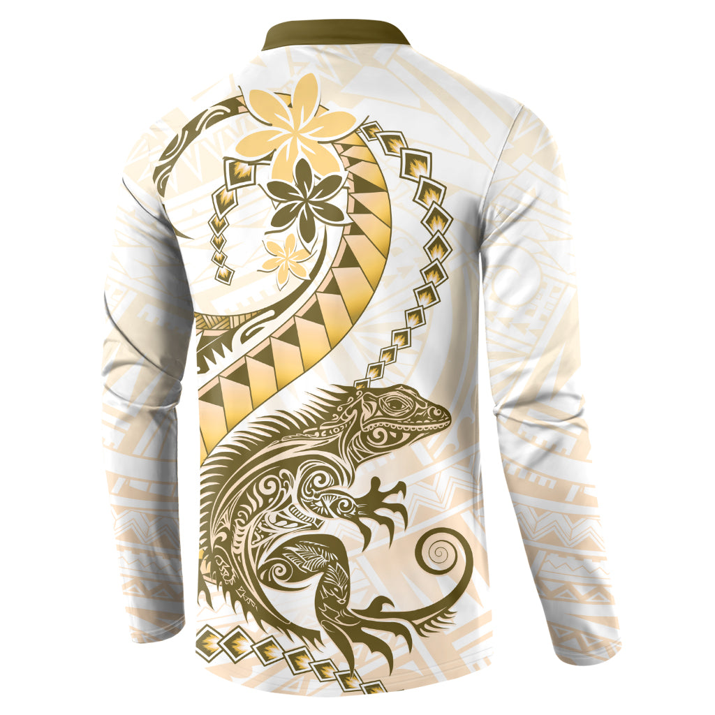 Gold Maori Tuatara Button Sweatshirt Luxury Pastel Pattern LT01 - Polynesian Pride