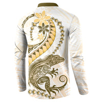 Gold Maori Tuatara Button Sweatshirt Luxury Pastel Pattern LT01 - Polynesian Pride