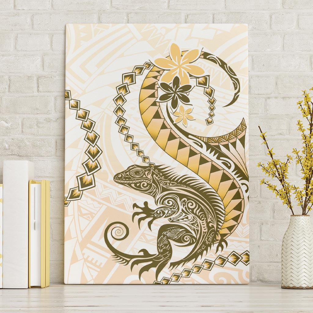 Gold Maori Tuatara Canvas Wall Art Luxury Pastel Pattern LT01 Without Frame Gold - Polynesian Pride