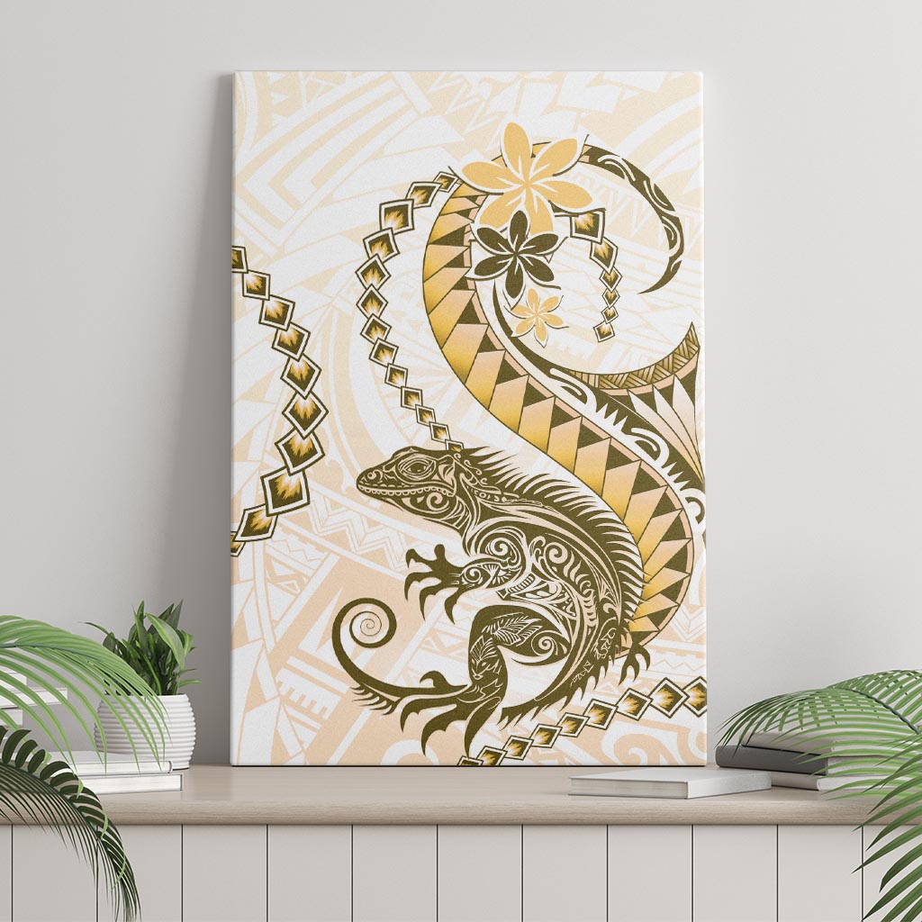 Gold Maori Tuatara Canvas Wall Art Luxury Pastel Pattern LT01 - Polynesian Pride