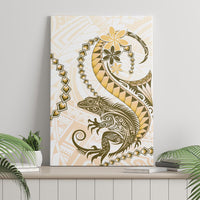 Gold Maori Tuatara Canvas Wall Art Luxury Pastel Pattern LT01 - Polynesian Pride