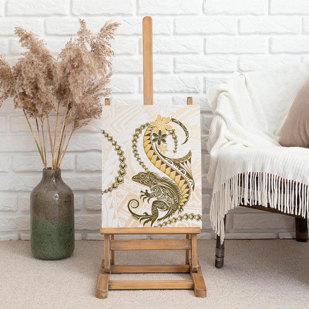 Gold Maori Tuatara Canvas Wall Art Luxury Pastel Pattern LT01 - Polynesian Pride