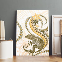 Gold Maori Tuatara Canvas Wall Art Luxury Pastel Pattern LT01 - Polynesian Pride