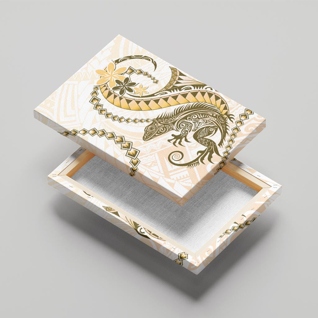 Gold Maori Tuatara Canvas Wall Art Luxury Pastel Pattern LT01 - Polynesian Pride