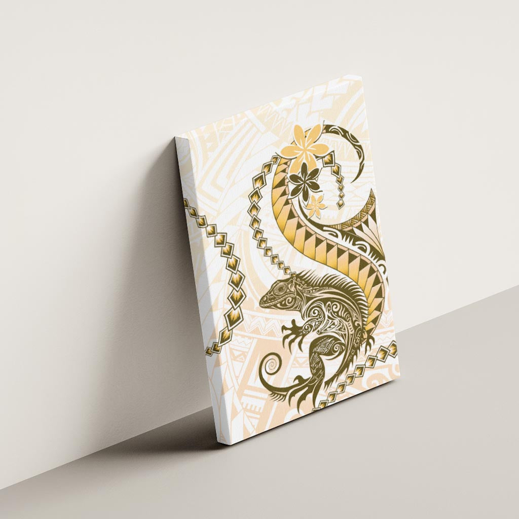 Gold Maori Tuatara Canvas Wall Art Luxury Pastel Pattern LT01 - Polynesian Pride