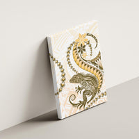 Gold Maori Tuatara Canvas Wall Art Luxury Pastel Pattern LT01 - Polynesian Pride