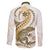 Gold Maori Tuatara Family Matching Long Sleeve Bodycon Dress and Hawaiian Shirt Luxury Pastel Pattern