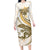 Gold Maori Tuatara Family Matching Long Sleeve Bodycon Dress and Hawaiian Shirt Luxury Pastel Pattern