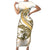 Gold Maori Tuatara Family Matching Short Sleeve Bodycon Dress and Hawaiian Shirt Luxury Pastel Pattern