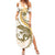 Gold Maori Tuatara Family Matching Summer Maxi Dress and Hawaiian Shirt Luxury Pastel Pattern