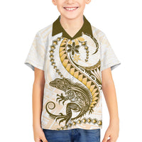 Gold Maori Tuatara Hawaiian Shirt Luxury Pastel Pattern LT01 - Polynesian Pride