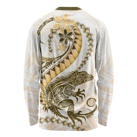 Gold Maori Tuatara Long Sleeve Shirt Luxury Pastel Pattern LT01 - Polynesian Pride
