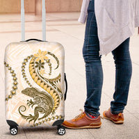 Gold Maori Tuatara Luggage Cover Luxury Pastel Pattern LT01 Gold - Polynesian Pride
