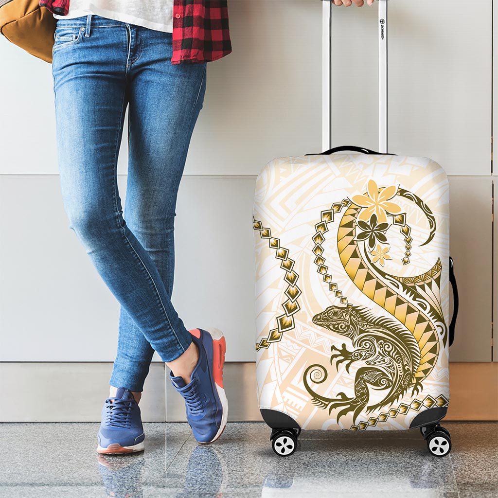 Gold Maori Tuatara Luggage Cover Luxury Pastel Pattern LT01 - Polynesian Pride