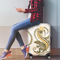 Gold Maori Tuatara Luggage Cover Luxury Pastel Pattern LT01 - Polynesian Pride