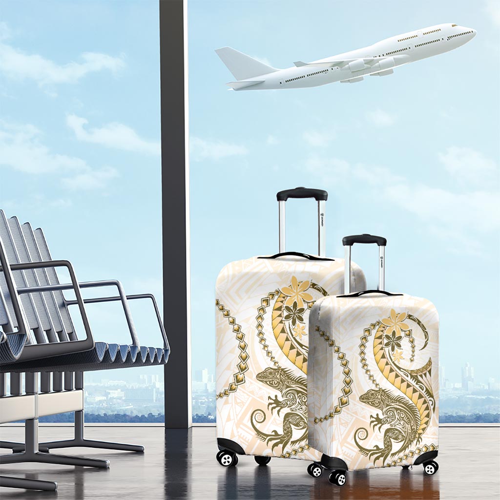 Gold Maori Tuatara Luggage Cover Luxury Pastel Pattern LT01 - Polynesian Pride