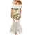 Gold Maori Tuatara Mermaid Dress Luxury Pastel Pattern