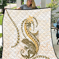 Gold Maori Tuatara Quilt Luxury Pastel Pattern LT01 Gold - Polynesian Pride