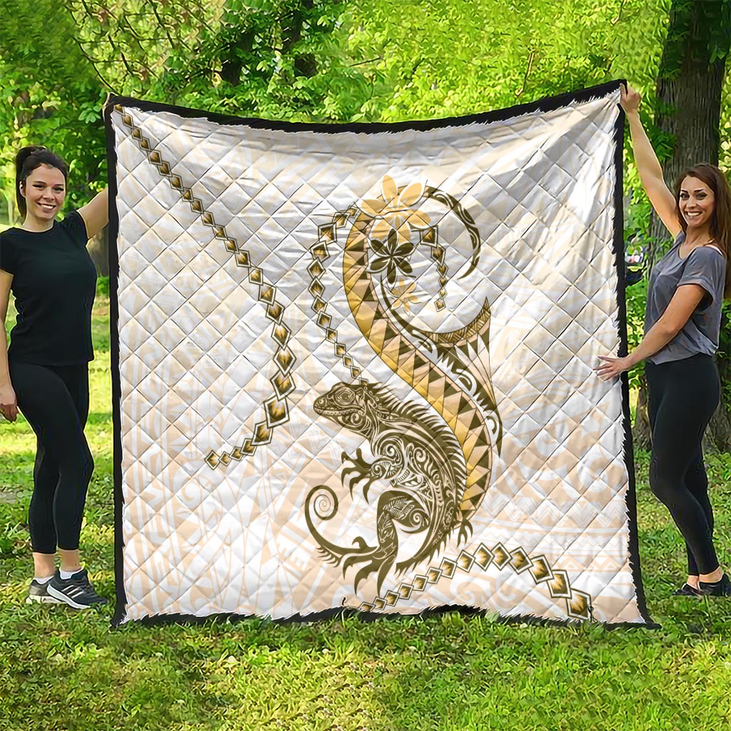 Gold Maori Tuatara Quilt Luxury Pastel Pattern LT01 - Polynesian Pride