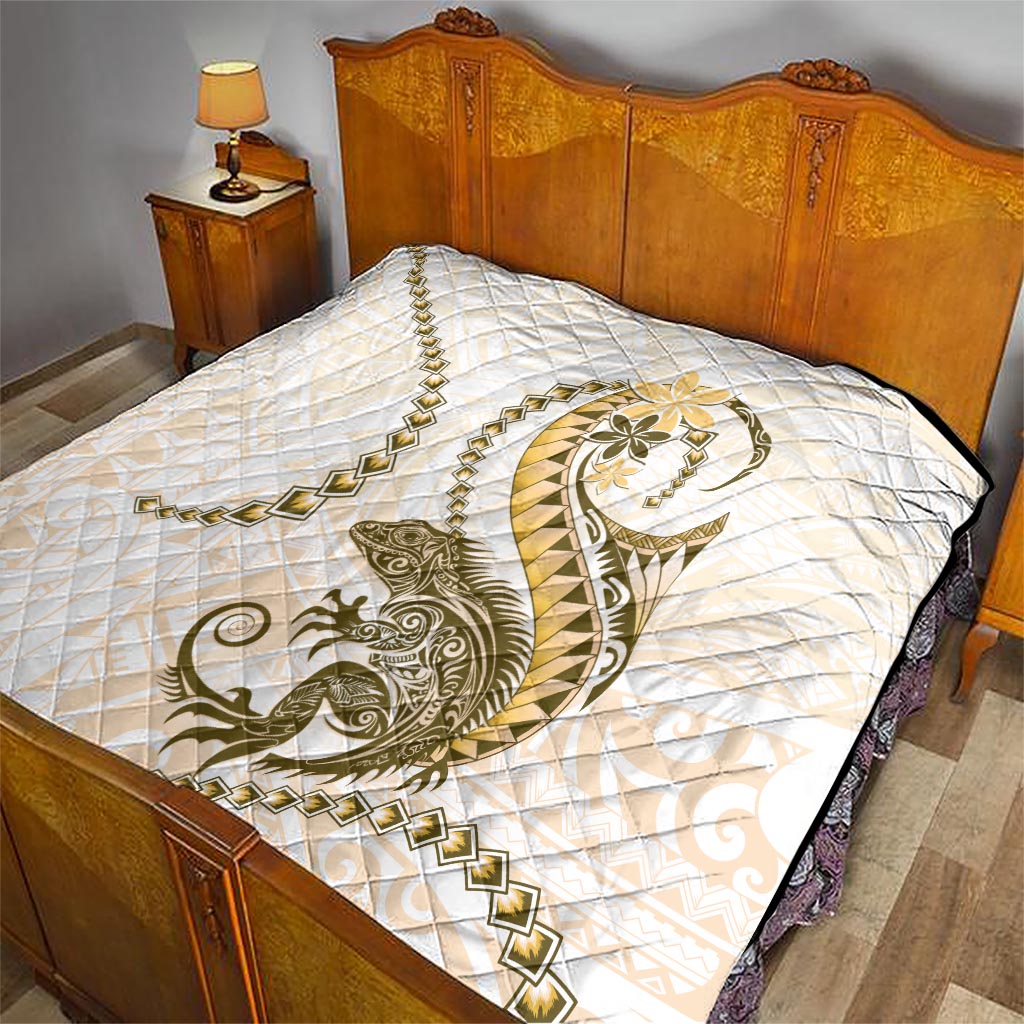 Gold Maori Tuatara Quilt Luxury Pastel Pattern LT01 - Polynesian Pride