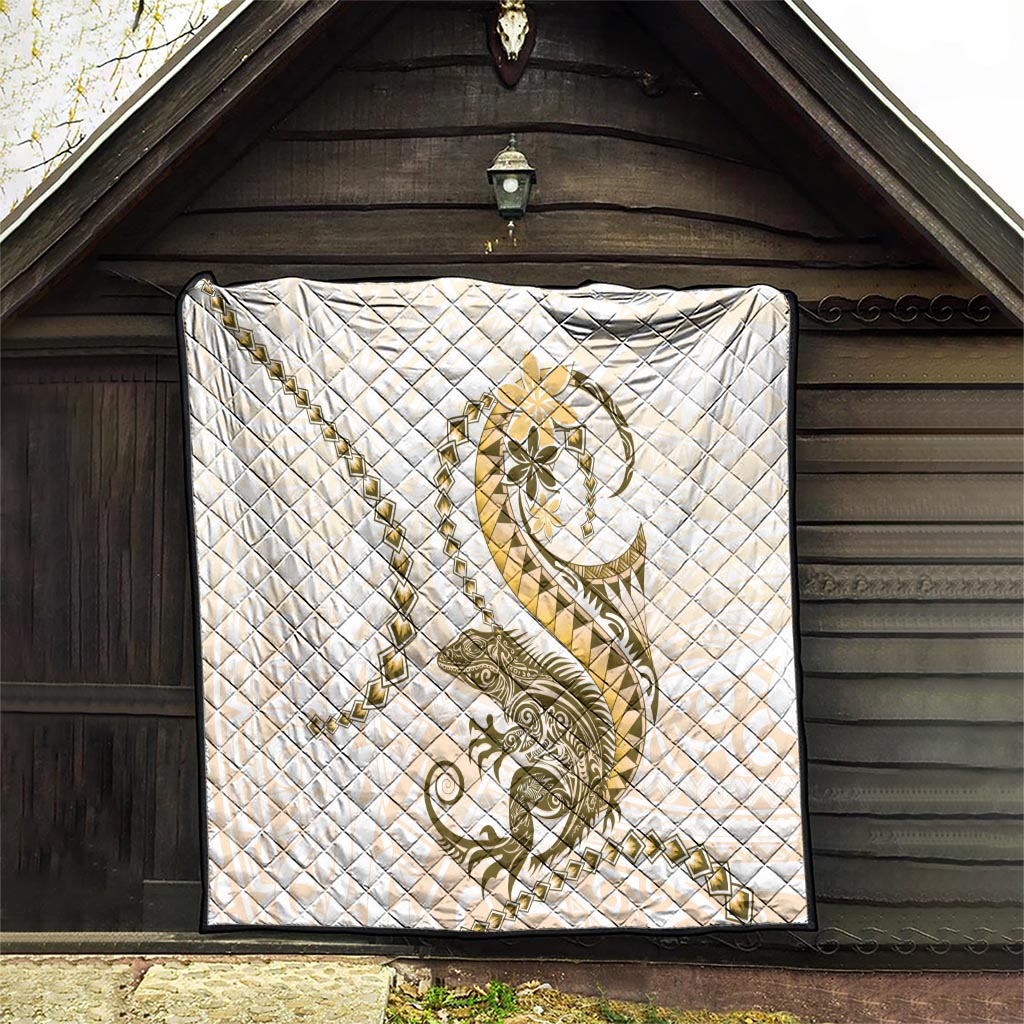 Gold Maori Tuatara Quilt Luxury Pastel Pattern LT01 - Polynesian Pride