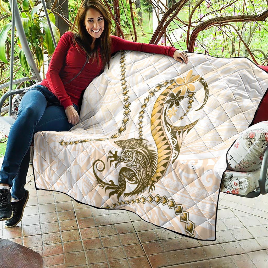Gold Maori Tuatara Quilt Luxury Pastel Pattern LT01 - Polynesian Pride