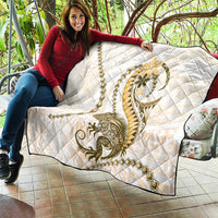 Gold Maori Tuatara Quilt Luxury Pastel Pattern LT01 - Polynesian Pride