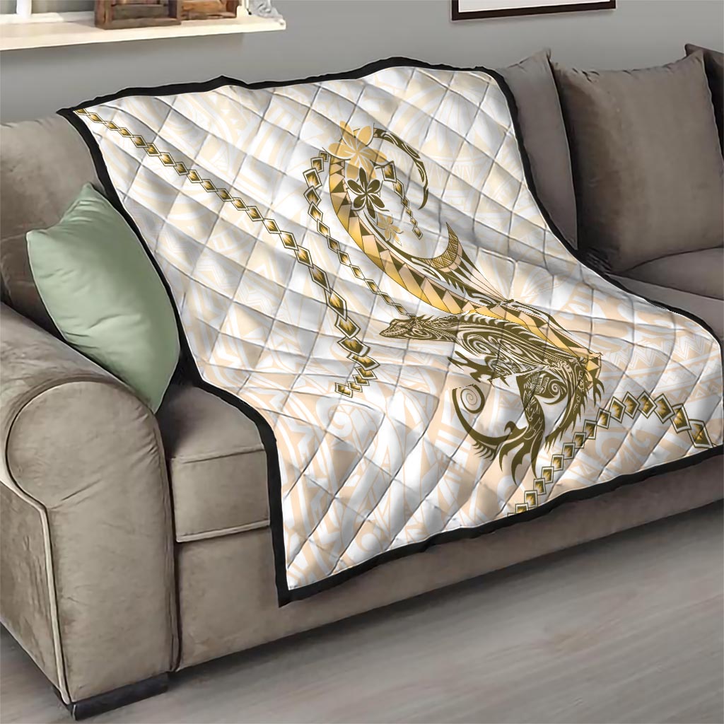 Gold Maori Tuatara Quilt Luxury Pastel Pattern LT01 - Polynesian Pride