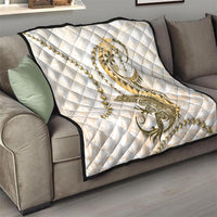 Gold Maori Tuatara Quilt Luxury Pastel Pattern LT01 - Polynesian Pride