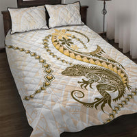 Gold Maori Tuatara Quilt Bed Set Luxury Pastel Pattern LT01 Gold - Polynesian Pride