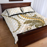 Gold Maori Tuatara Quilt Bed Set Luxury Pastel Pattern LT01 - Polynesian Pride