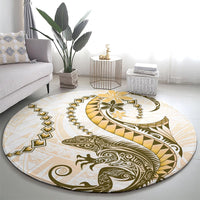 Gold Maori Tuatara Round Carpet Luxury Pastel Pattern LT01 - Polynesian Pride