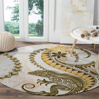 Gold Maori Tuatara Round Carpet Luxury Pastel Pattern LT01 - Polynesian Pride