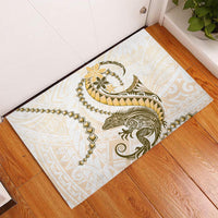 Gold Maori Tuatara Rubber Doormat Luxury Pastel Pattern LT01 Gold - Polynesian Pride