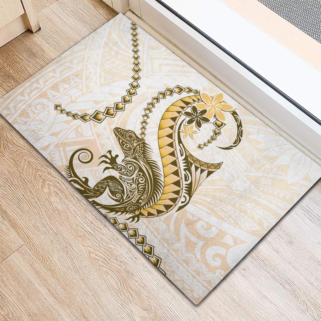 Gold Maori Tuatara Rubber Doormat Luxury Pastel Pattern LT01 - Polynesian Pride