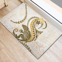 Gold Maori Tuatara Rubber Doormat Luxury Pastel Pattern LT01 - Polynesian Pride