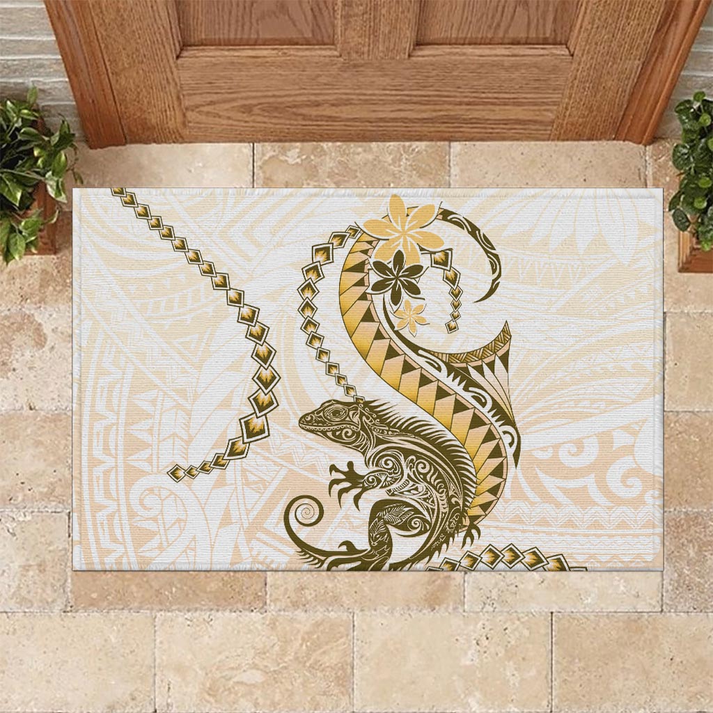 Gold Maori Tuatara Rubber Doormat Luxury Pastel Pattern LT01 - Polynesian Pride