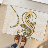 Gold Maori Tuatara Rubber Doormat Luxury Pastel Pattern LT01 - Polynesian Pride