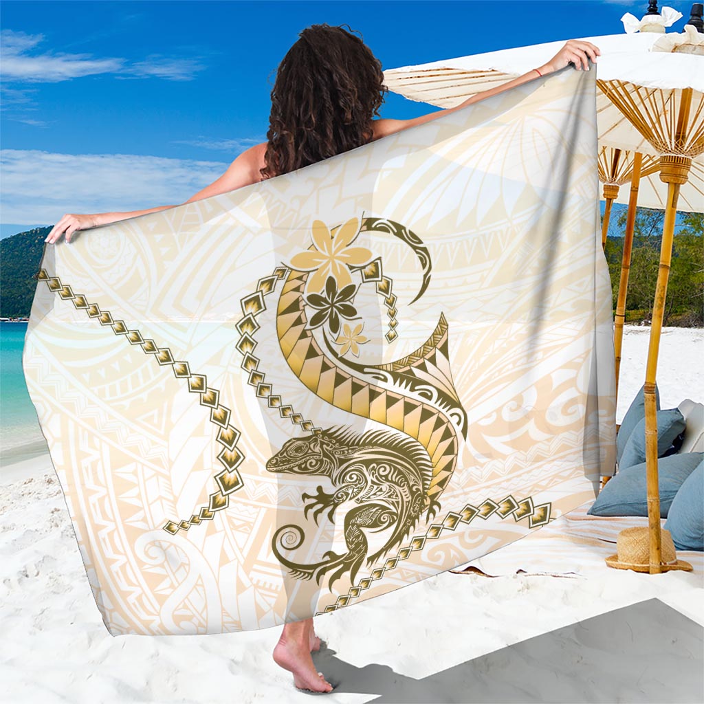 Gold Maori Tuatara Sarong Luxury Pastel Pattern LT01 One Size 44 x 66 inches Gold - Polynesian Pride