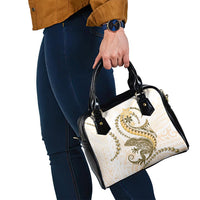 Gold Maori Tuatara Shoulder Handbag Luxury Pastel Pattern LT01 - Polynesian Pride